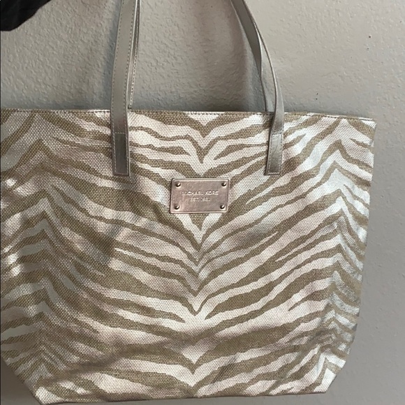 MICHAEL KORS Canvas Zebra Print Shopper Tote Bag - Picture 1 of 3
